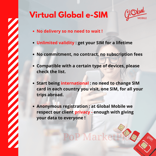 Virtual International Global eSIM Travel World Peace Mobile