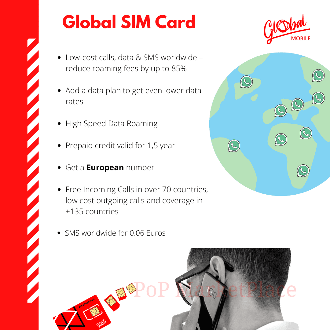 Global SIM Card get high speed data roaming internet, calls, SMS Mobile